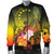 Cook Islands Men's Bomber Jacket - Humpback Whale with Tropical Flowers (Yellow) - Polynesian Pride