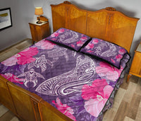 Hawaii Shark Turtle Hibiscus Quilt Bed Set - Wreath Style - AH - Polynesian Pride