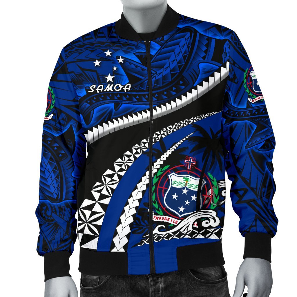 Samoa Men Bomber Jacket Polynesian Shark Tattoo - Polynesian Pride