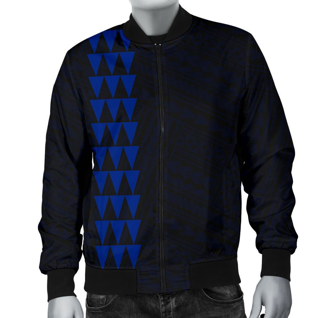 Hawaii Kakau Polynesian Turtle Map Personalized Men's Bomber Jacket - Blue - Polynesian Pride