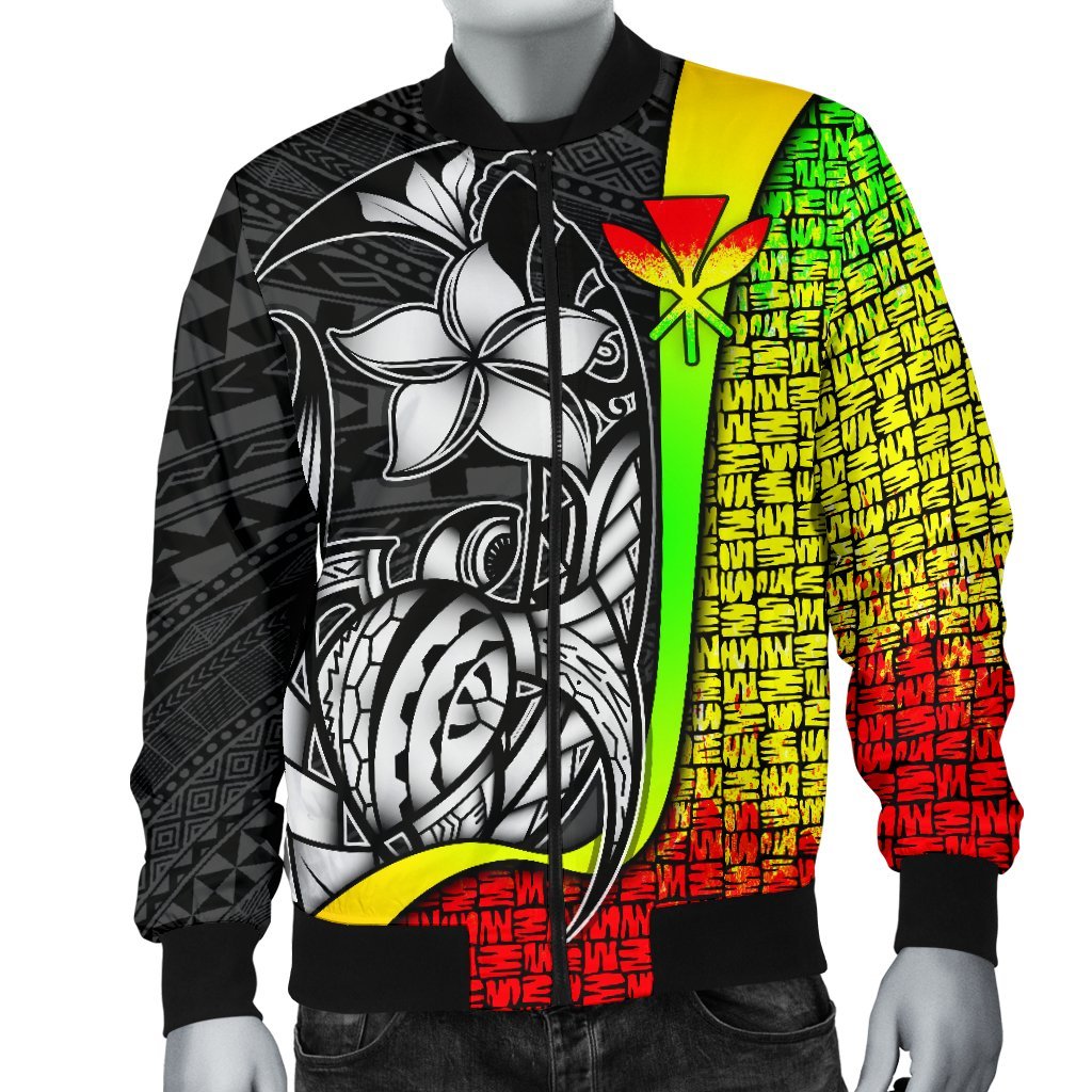 Polynesian Hawaii Men Bomber Jacket Reggae - Turtle with Hook - Polynesian Pride
