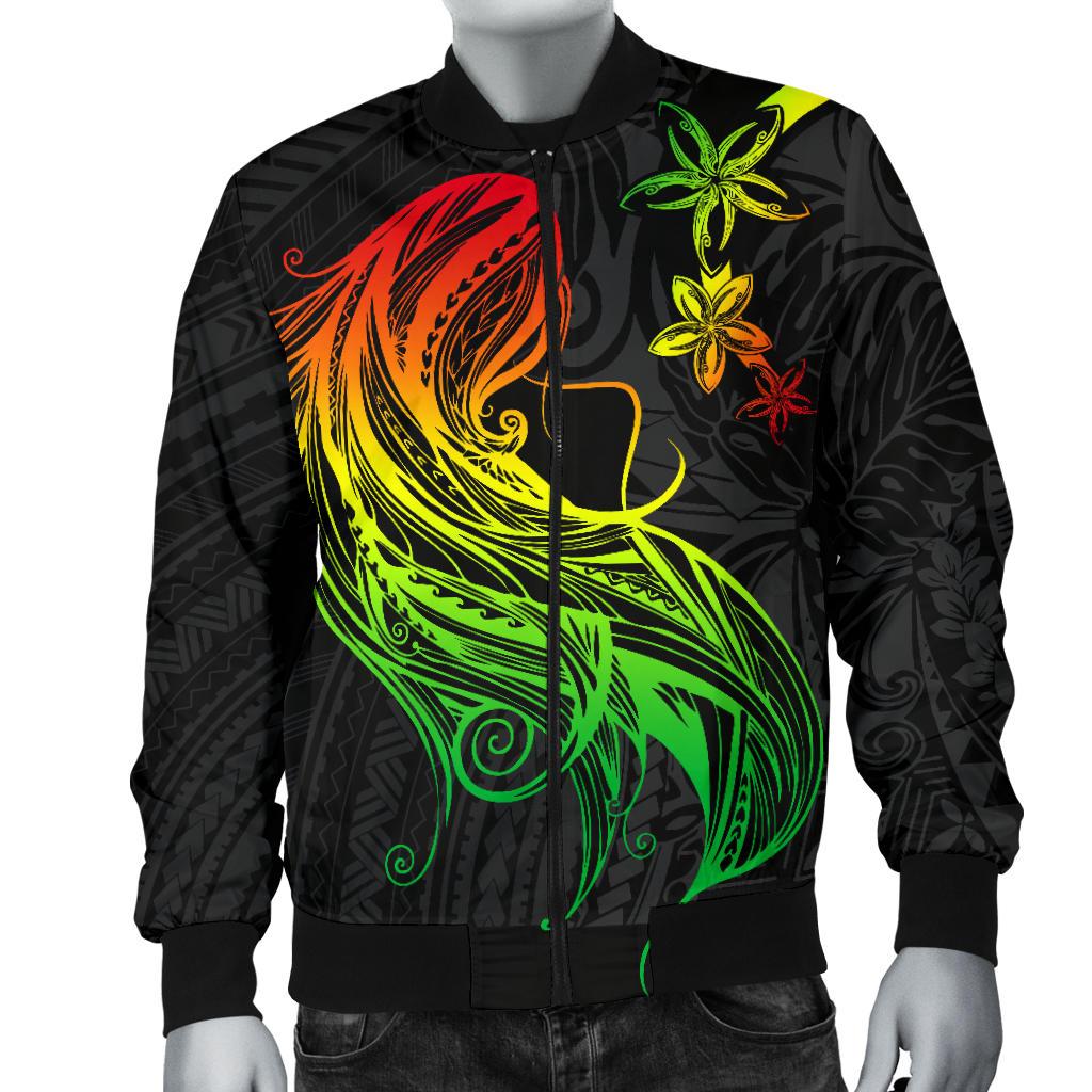 Polynesian Hawaii Men Bomber Jacket - Kanaka Maoli Girl Hair Plumeria - Polynesian Pride