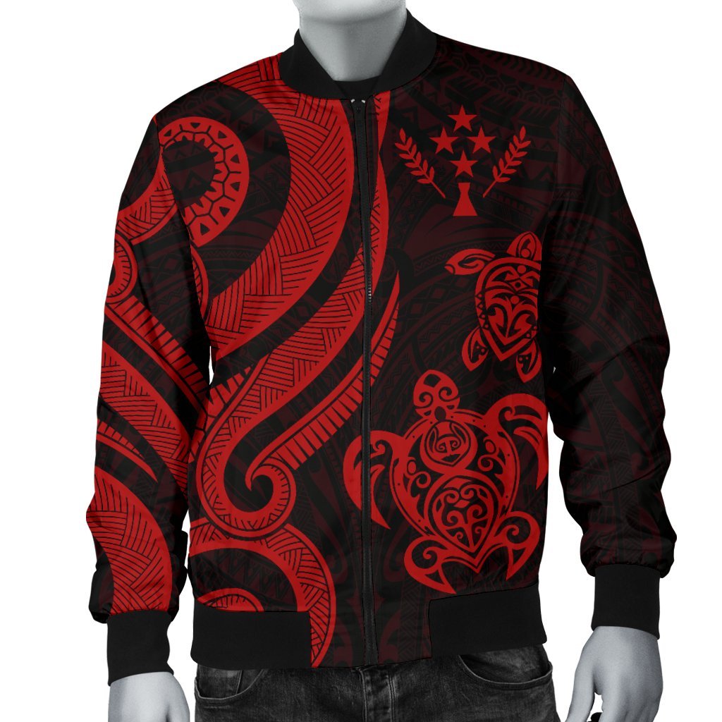 Kosrae Micronesian Men Bomber Jacket - Red Tentacle Turtle - Polynesian Pride
