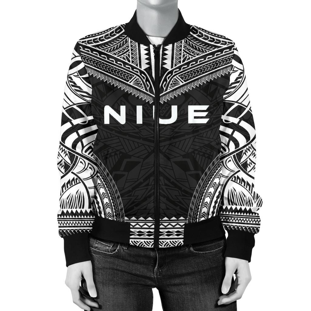 Niue Polynesian Chief Women'S Bomber Jacket - Black Version - Polynesian Pride