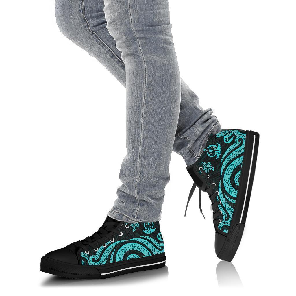 Vanuatu High Top Canvas Shoes - Turquoise Tentacle Turtle - Polynesian Pride