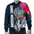 American Samoa Men's Bomber Jacket - Polynesian Hibiscus with Summer Vibes - Polynesian Pride