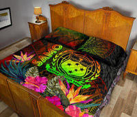 Samoa Polynesian Quilt Bed Set - Hibiscus and Banana Leaves - Polynesian Pride