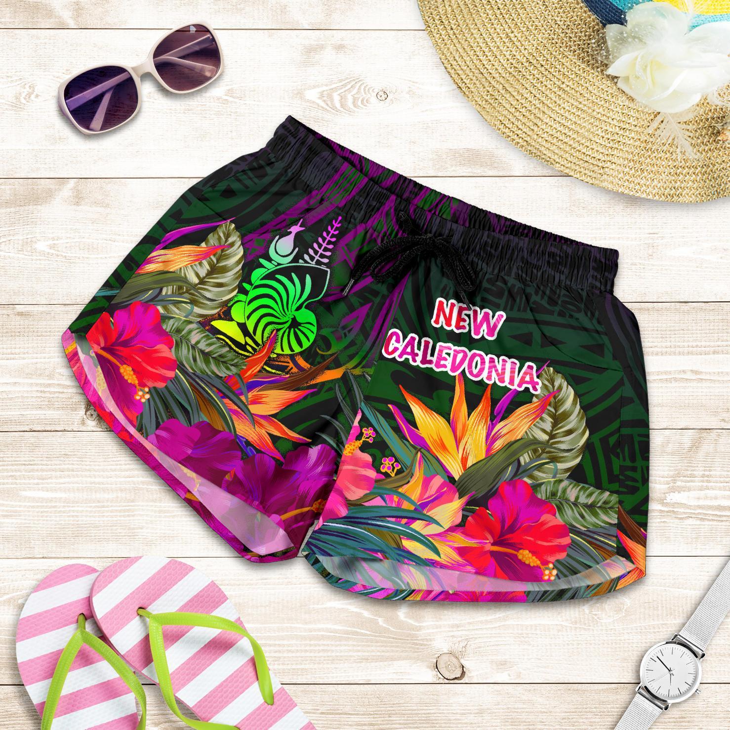 New Caledonia Polynesian Women's Shorts - Summer Hibiscus Women Reggae - Polynesian Pride