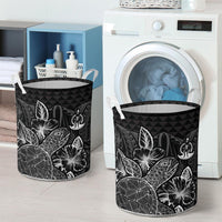 Vanuatu Laundry Basket - Polynesian Turtle Hibiscus Black - Polynesian Pride