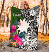 Nauru Premium Blanket - Turtle Plumeria Banana Leaf - Polynesian Pride