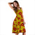 Polynesian Midi Dress - Yellow Red Hibiscus - Polynesian Pride