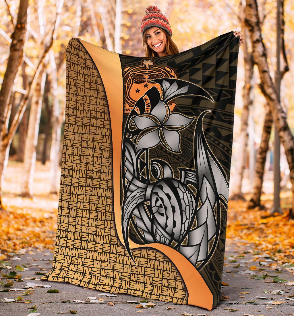 Samoa Polynesian Premium Blanket Gold - Turtle With Hook - Polynesian Pride