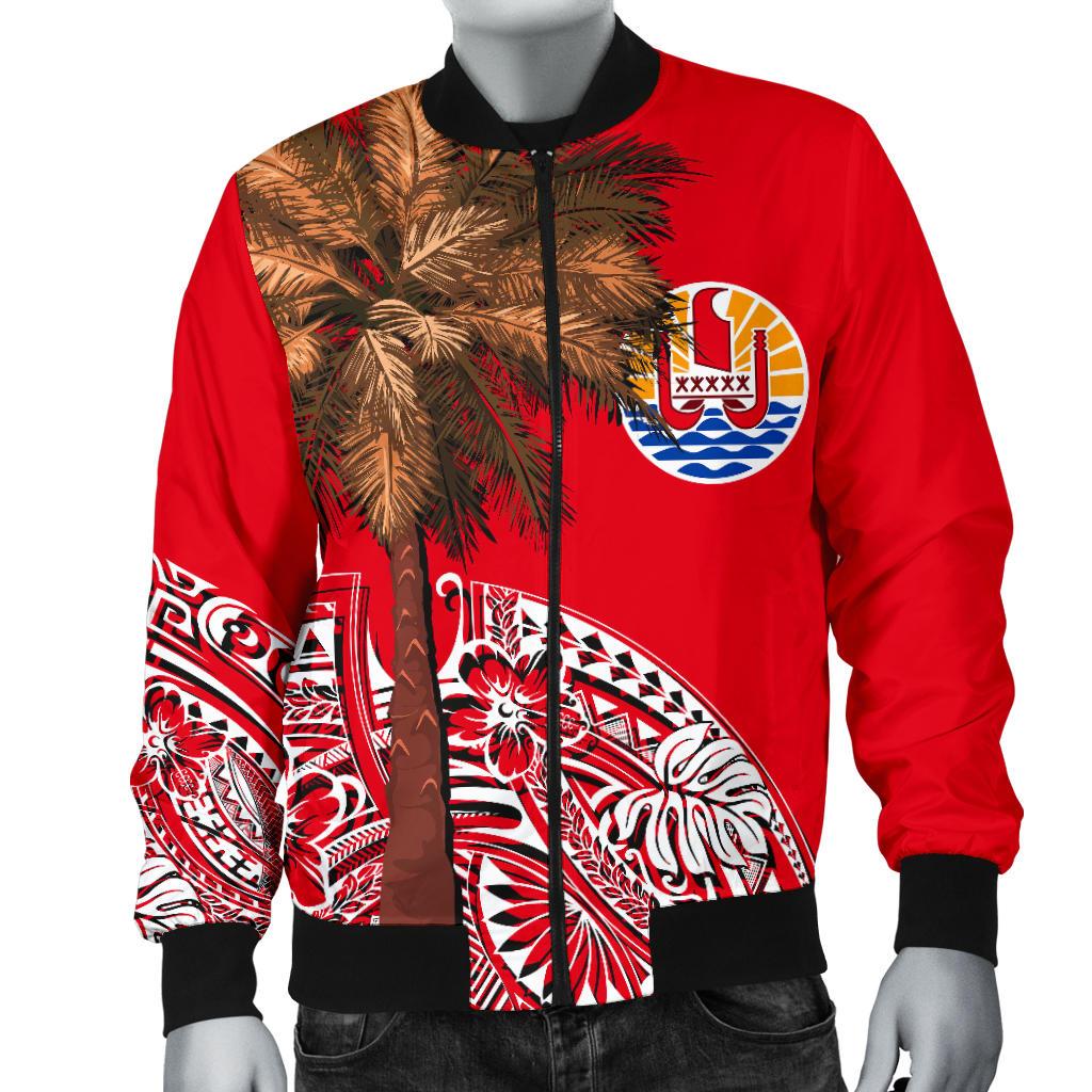 French Polynesia Men's Bomber Jacket - Palm Tree Polynesian Pattern - Polynesian Pride