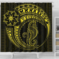 Seahorse Polynesian Shower Curtain - Polynesian Tattoo Yellow - Polynesian Pride