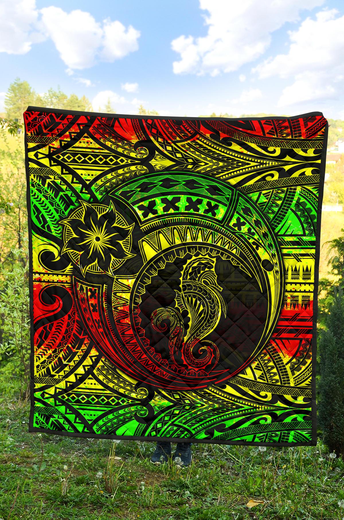 Seahorse Polynesian Premium Quilt - Polynesian Tattoo Reggae - Polynesian Pride
