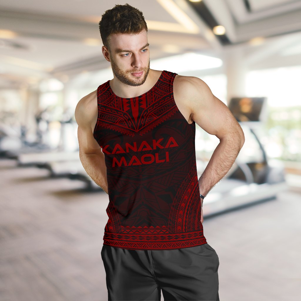 Kanaka Maoli Men's Tank Top - Polynesian Chief Red Version - Polynesian Pride