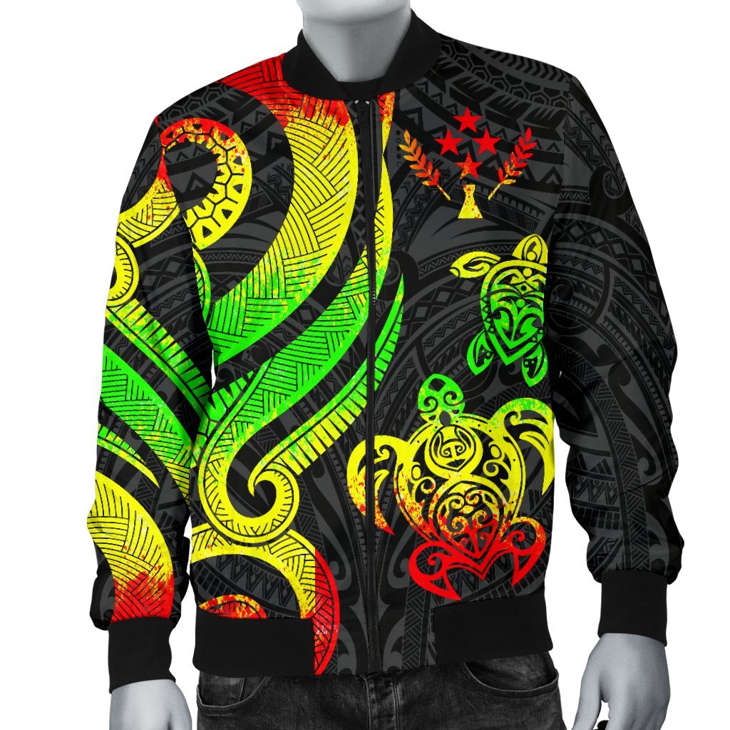Kosrae Micronesian Men Bomber Jacket - Reggae Tentacle Turtle - Polynesian Pride