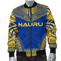 Nauru Flag Polynesian Chief Men's Bomber Jacket - Polynesian Pride