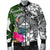 American Samoa Men's Bomber Jacket White - Turtle Plumeria Banana Leaf - Polynesian Pride