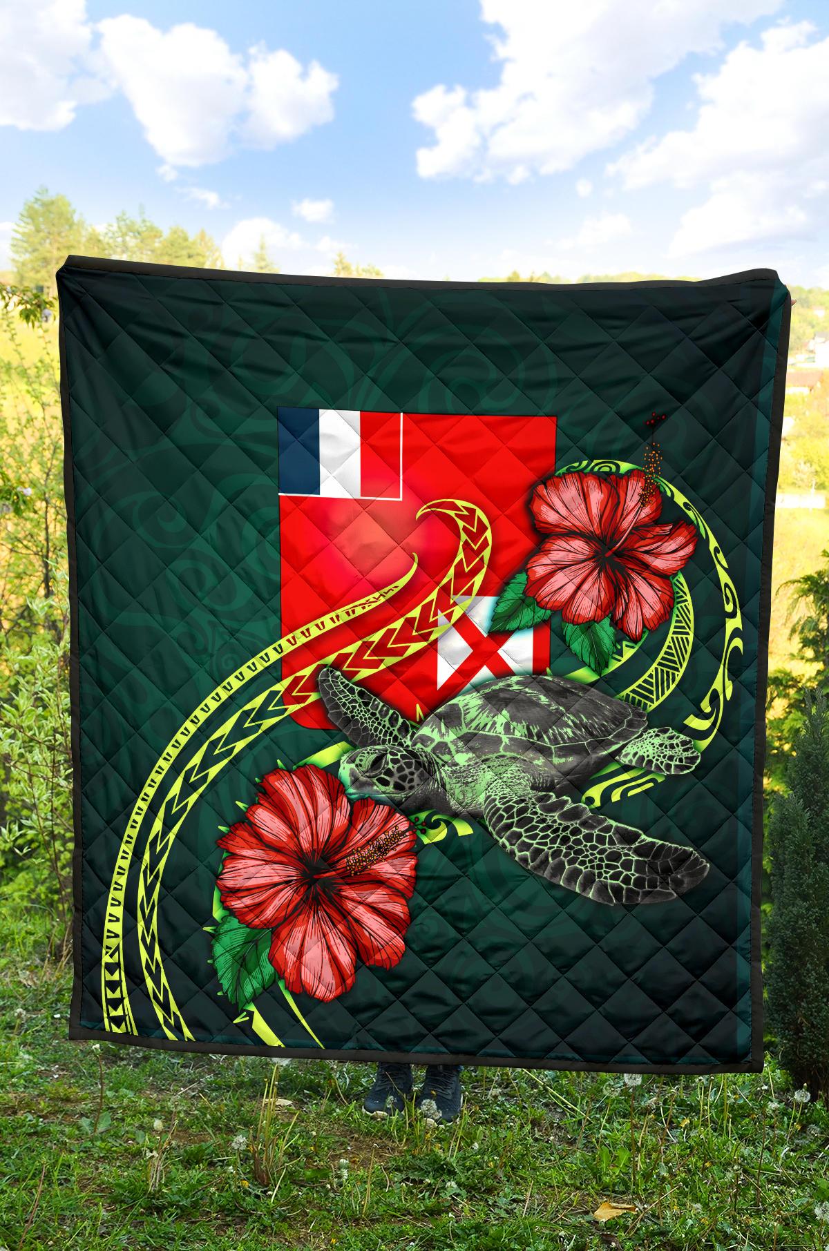 Wallis and Futuna Polynesian Premium Quilt - Green Turtle Hibiscus - Polynesian Pride