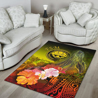 Federated States of Micronesia Area Rug - Humpback Whale with Tropical Flowers (Yellow) - Polynesian Pride