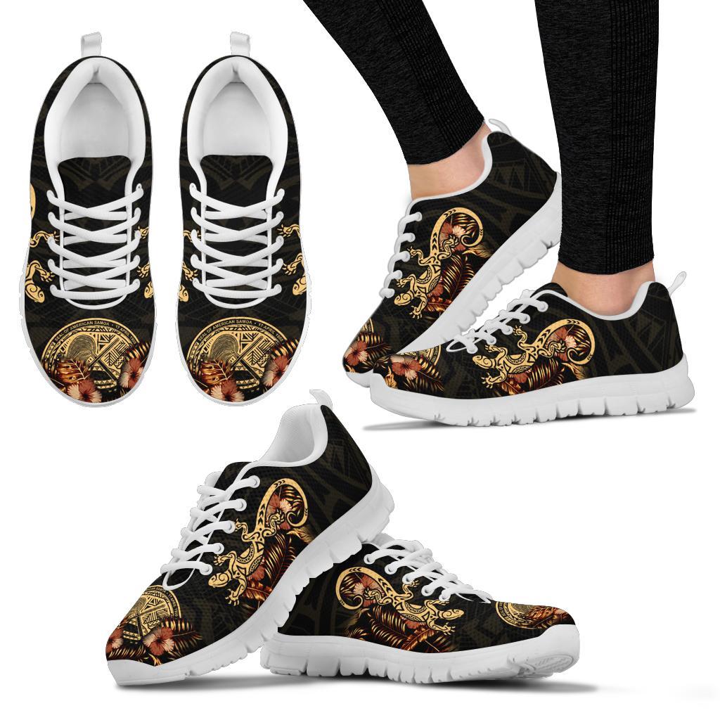 American Samoa Sneakers - American Samoa Seal Polynesian Lizard Tattoo - Polynesian Pride