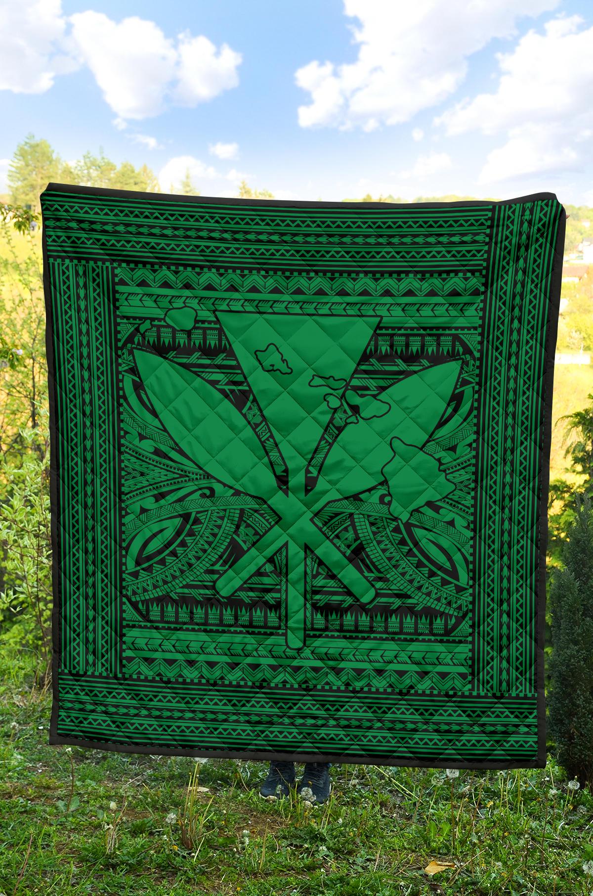 Hawaii Polynesian Kanaka Maoli Premium Quilt Green - Polynesian Pride