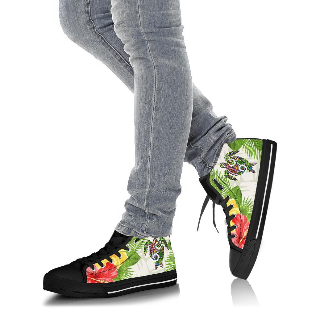 Polynesian Hawaii High Top Shoes Turtle Colorful - Polynesian Pride