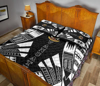 Vanuatu Quilt Bed Set - Vanuatu Coat Of Arms White Tattoo Style - Polynesian Pride