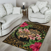 hawaii Rug - Turtle Strong Pattern Hibiscus Plumeria Art AH - Polynesian Pride
