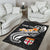 Fiji Custom Personalised Area Rug - Fiji Seal Polynesian Patterns Plumeria (Black) - Polynesian Pride