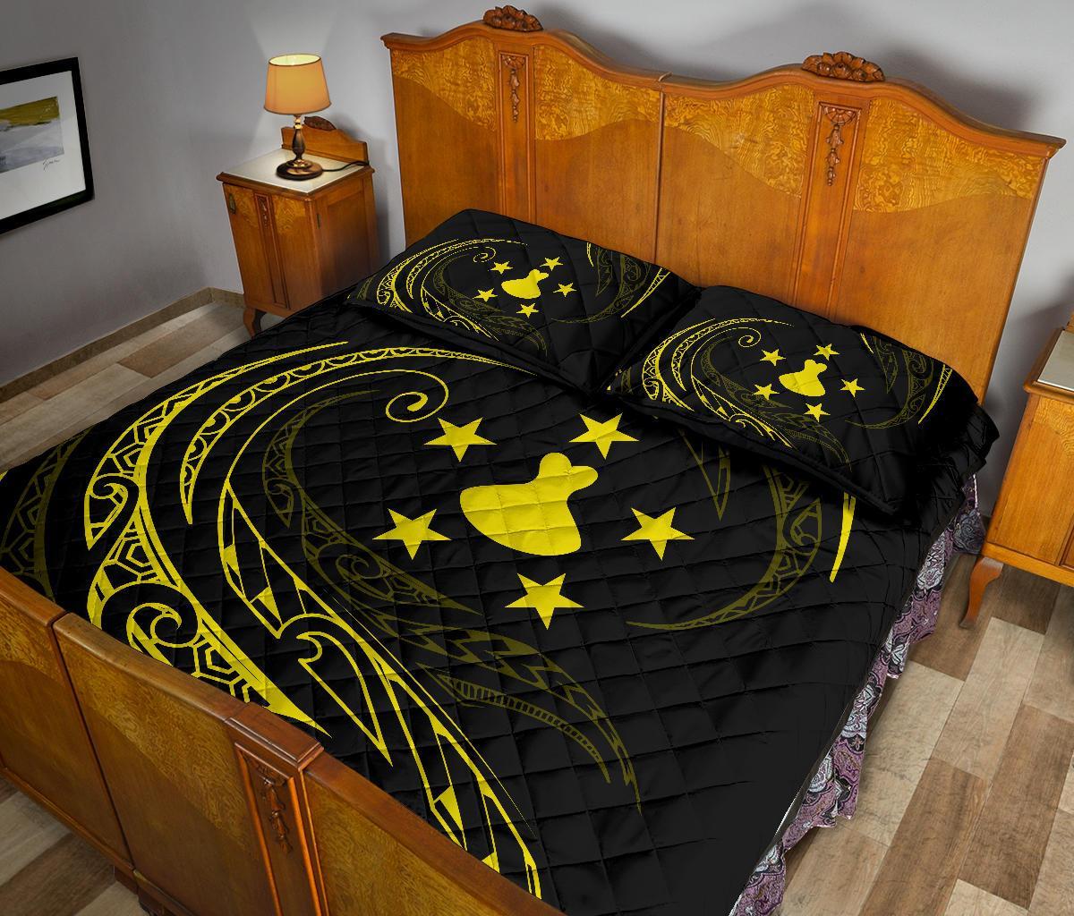 Austral Islands Quilt Bed Set - Yellow - Frida Style - Polynesian Pride