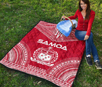 Samoa Premium Quilt - Samoa Coat Of Arms Polynesian Chief Red Version - Polynesian Pride