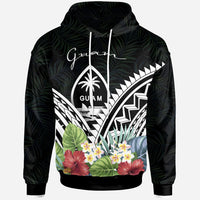 Guam Hoodie Guam Coat of Arms & Polynesian Tropical Flowers White Unisex White - Polynesian Pride