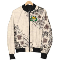 Tonga Men's Bomber Jacket - The Beige Hibiscus - Polynesian Pride