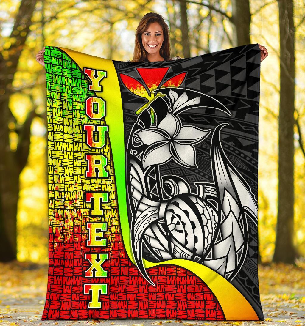 Polynesian Hawaii Custom Personalised Premium Blanket Reggae - Turtle with Hook - Polynesian Pride