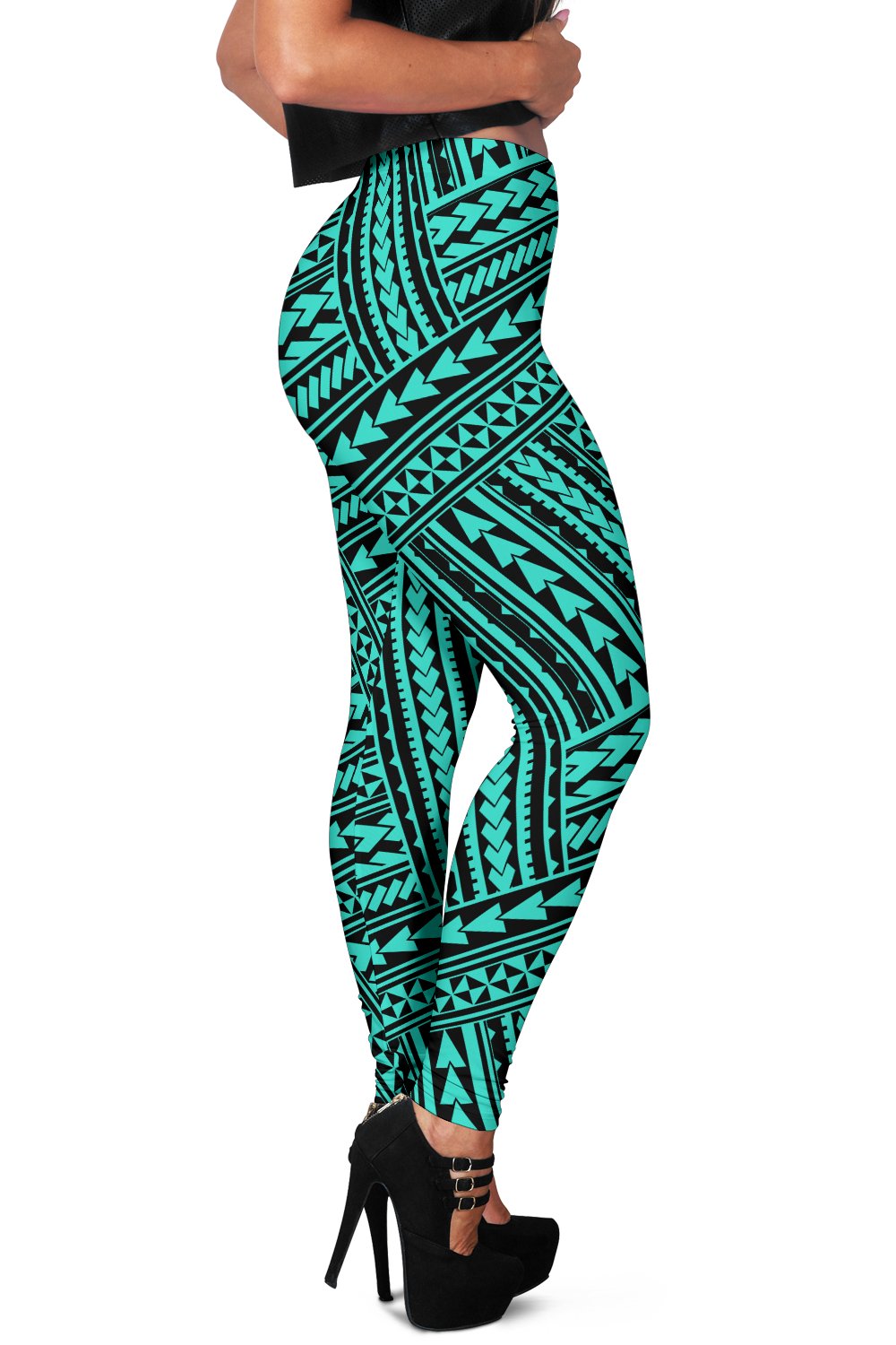 Polynesian Nation Turquoise Hawaii Women's Leggings AH - Polynesian Pride
