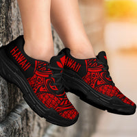 Kanaka White Chunky Sneakers Red - Circle Style - Polynesian Pride