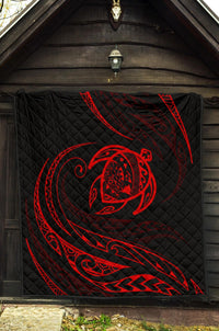 Hawaii Turtle Premium Quilt - Red - Frida Style - Polynesian Pride