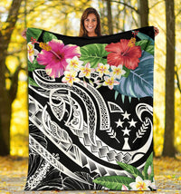 Kosrae Polynesian Premium Blanket - Summer Plumeria (Black) - Polynesian Pride