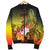 Fiji Men's Bomber Jacket - Humpback Whale with Tropical Flowers (Yellow) - Polynesian Pride