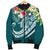 The Philippines Men's Bomber Jacket - Summer Plumeria (Turquoise) - Polynesian Pride