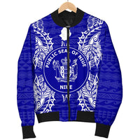 Niue Polynesian Men's Bomber Jacket Map Blue - Polynesian Pride