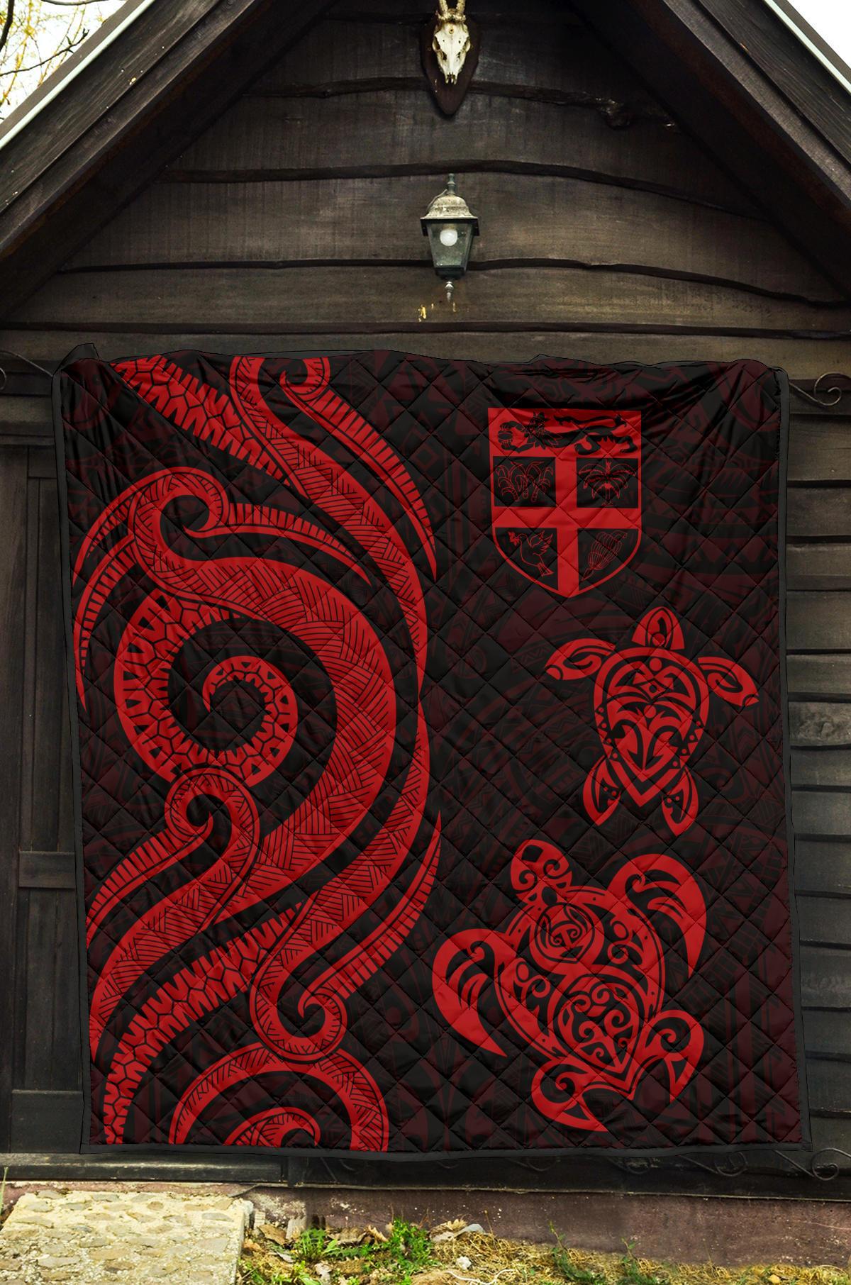 Fiji Polynesian Premium Quilt - Red Tentacle Turtle - Polynesian Pride