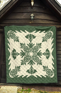 Hawaiian Pineapple Pattern Premium Quilt - Green - Argu Style - Polynesian Pride