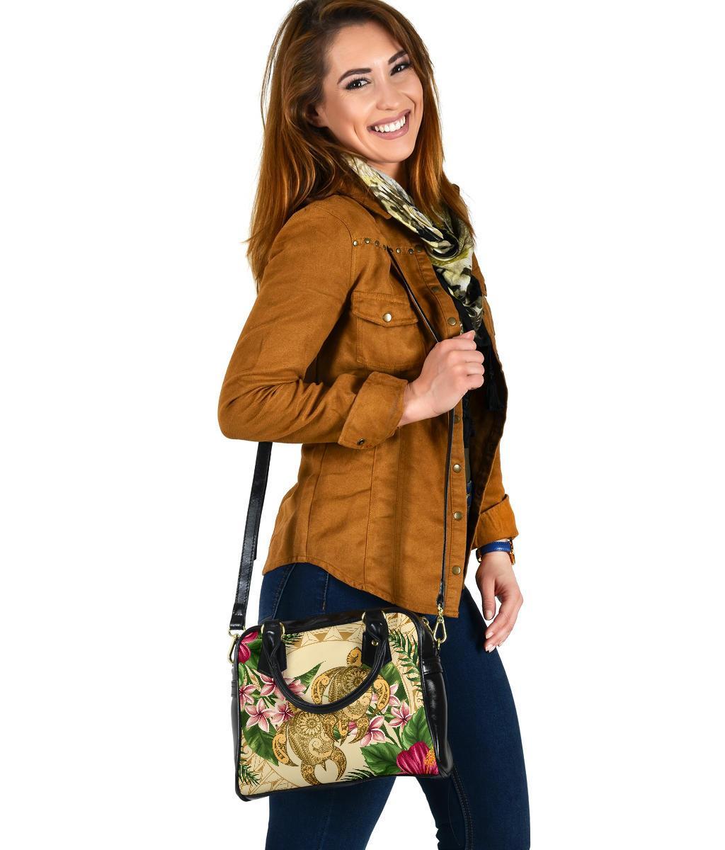 hawaiiShoulder Handbag - Turtle Shoulder Handbag Strong Pattern Hibiscus Plumeria AH - Polynesian Pride