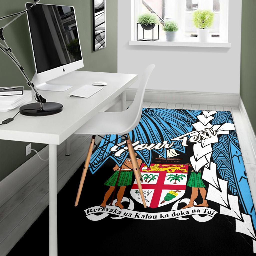 Fiji Polynesian Custom Personalised Area Rug - Tribal Wave Tattoo Flag Style - Polynesian Pride