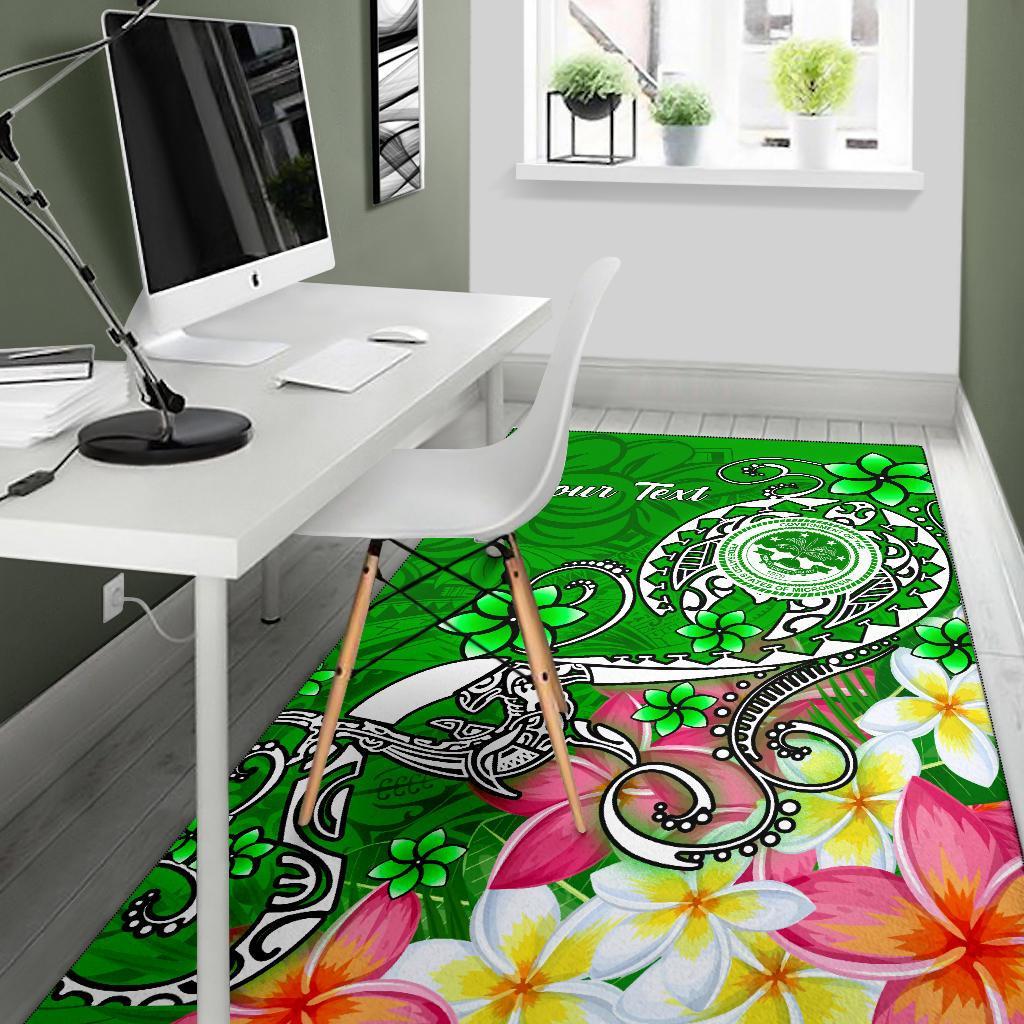 FSM Custom Personalised Area Rug - Turtle Plumeria (Green) - Polynesian Pride