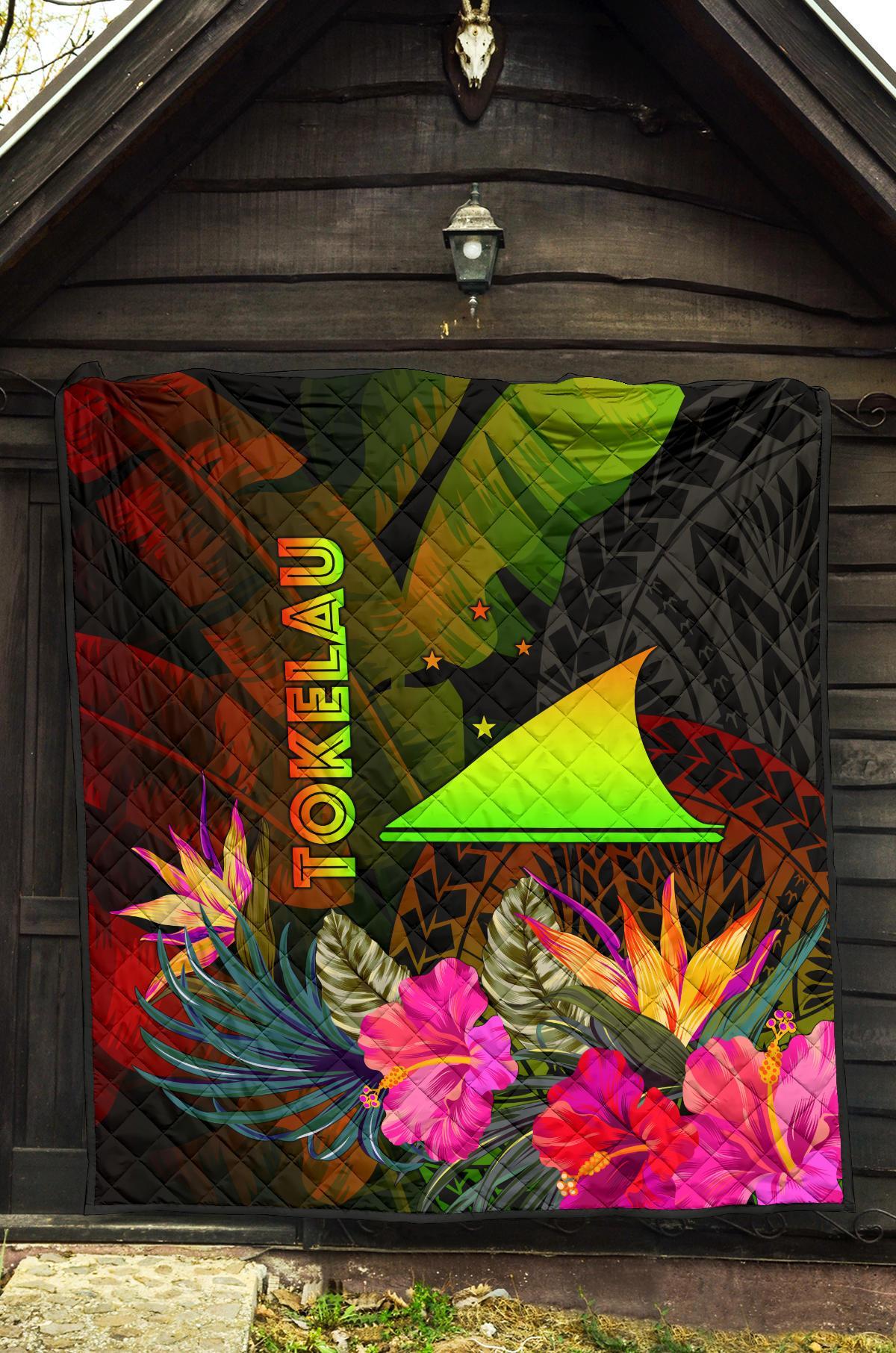 Tokelau Polynesian Premium Quilt - Hibiscus and Banana Leaves - Polynesian Pride