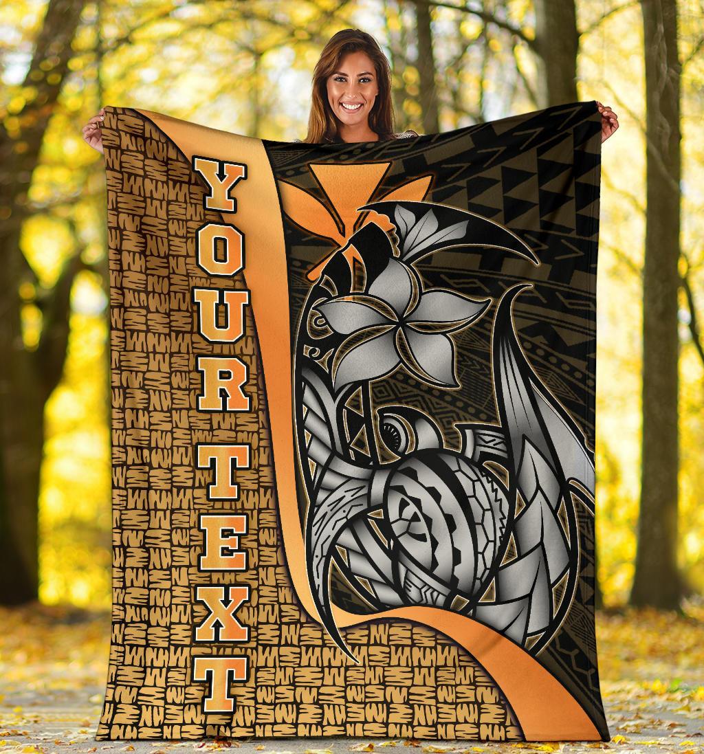 Polynesian Hawaii Custom Personalised Premium Blanket Gold - Turtle with Hook - Polynesian Pride